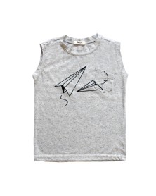 Mui Grey Paper Plane Tank Top