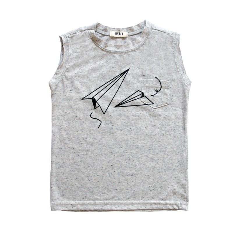 Mui Grey Paper Plane Tank Top