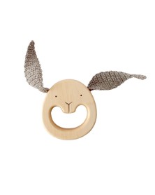 Organic Wooden Grey Bunny Teether 