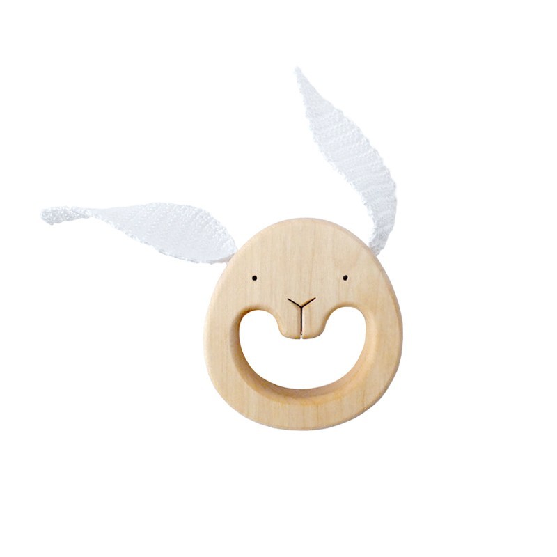 Organic Wooden White Bunny Teether