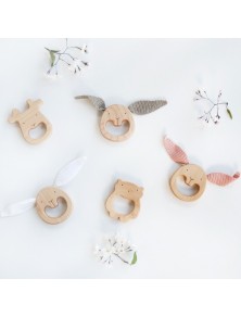 Organic Wooden White Bunny Teether