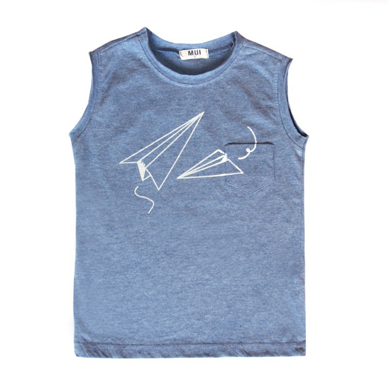 Mui Blue Paper Plane Tank Top