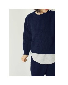Waffle Knit Sweater - Navy