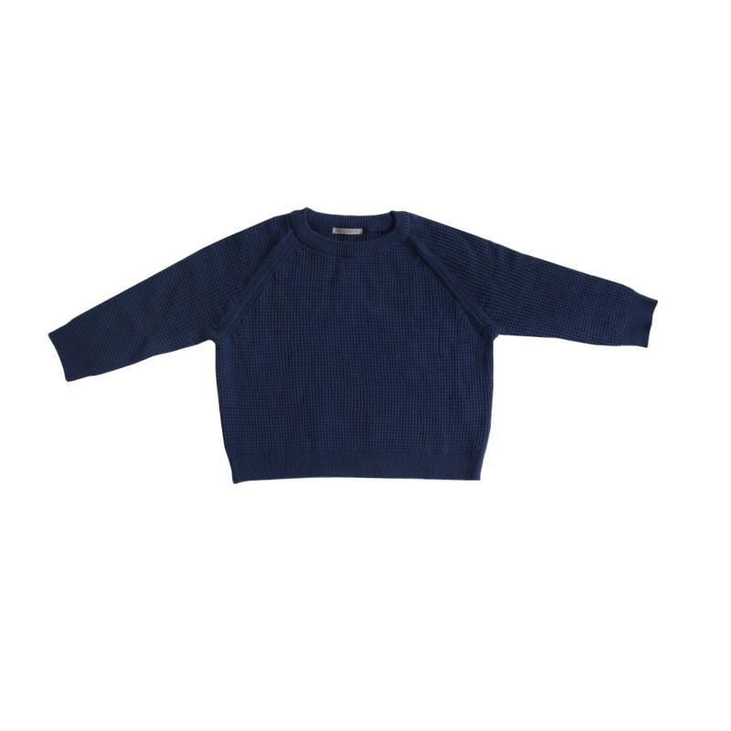 Waffle Knit Sweater - Navy