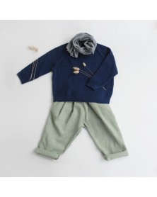 Waffle Knit Sweater - Navy