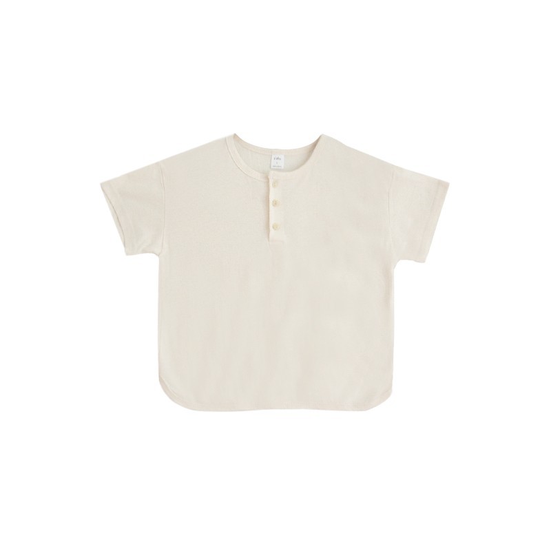 Buttoned Short Sleeves T- shirt - Ivory