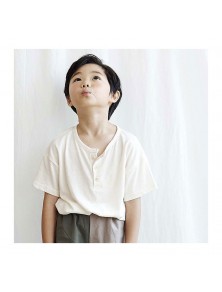 Buttoned Short Sleeves T- shirt - Ivory