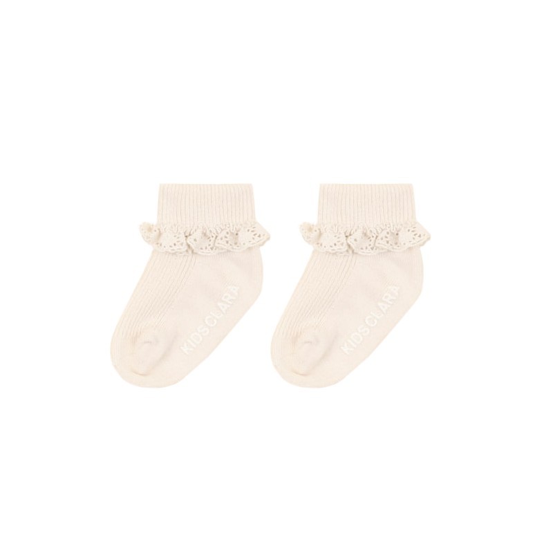 Baby Ruffle Lace Ankle Socks - Cream