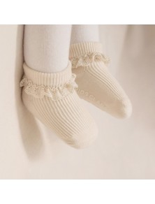 Baby Ruffle Lace Ankle Socks - Cream