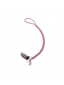 Braided Pacifier Clip - Pink Leather
