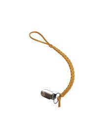 Braided Pacifier Clip - Gold Leather