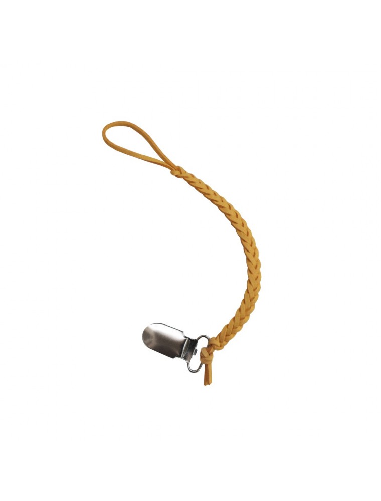 Braided Pacifier Clip - Gold Leather