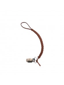 Braided Pacifier Clip - Brown Leather