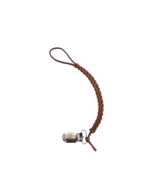 Braided Pacifier Clip - Brown Leather