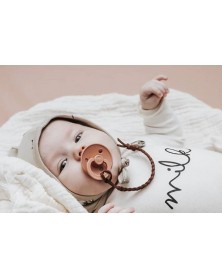 Braided Pacifier Clip - Brown Leather