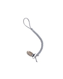 Braided Pacifier Clip - Silver Leather
