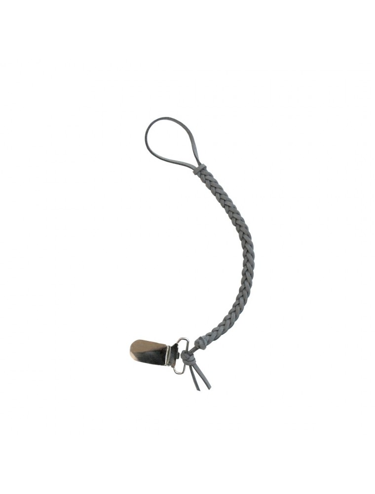 Braided Pacifier Clip - Charcoal Leather