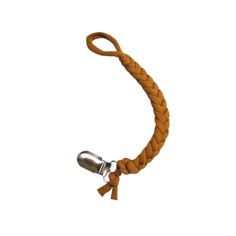 Braided Pacifier Clip - Mustard Cotton