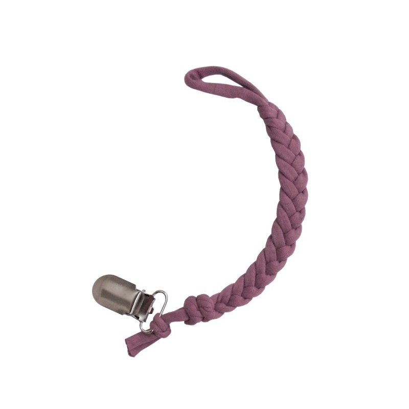 Braided Pacifier Clip - Plum Cotton