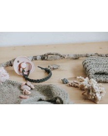 Braided Pacifier Clip - Kakhi Cotton