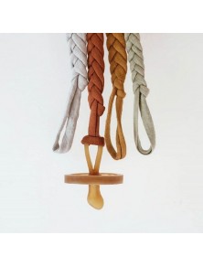 Braided Pacifier Clip - Silver Cotton