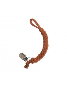 Braided Pacifier Clip - Rust Cotton