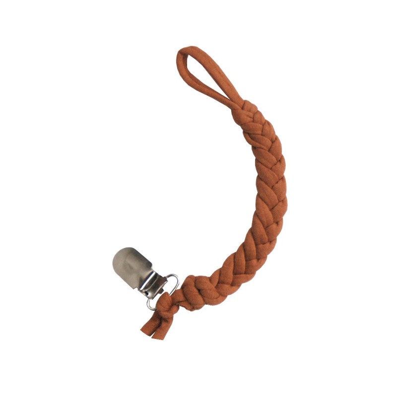 Braided Pacifier Clip - Rust Cotton