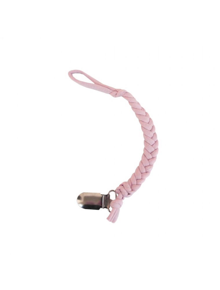 Braided Pacifier Clip - Blush Pink Cotton