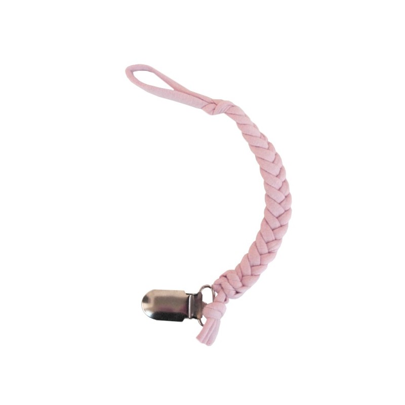 Braided Pacifier Clip - Blush Pink Cotton