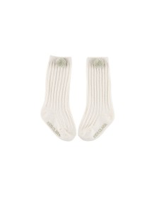 Baby Pompom Knee High Socks - Grey Sage