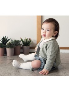 Baby Pompom Knee High Socks - Grey Sage
