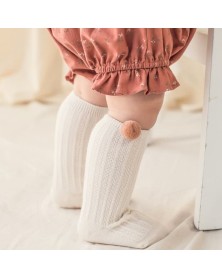 Baby Pompom Knee High Socks - Pink