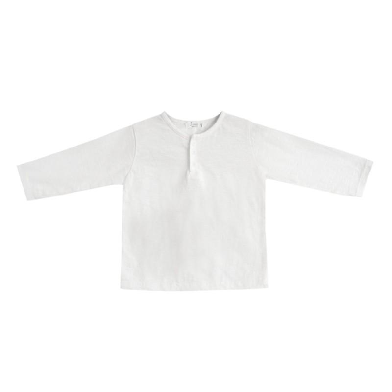 Buttoned Long Sleeves T- shirt - White