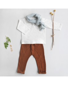 Buttoned Long Sleeves T- shirt - White