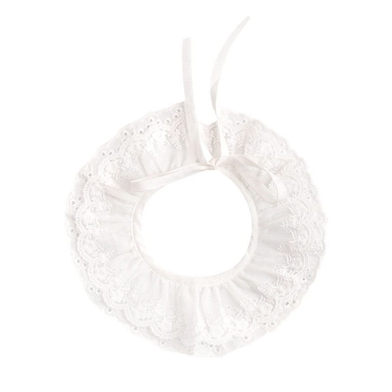 Detachable Ruffled Collar - White Eyelet Lace