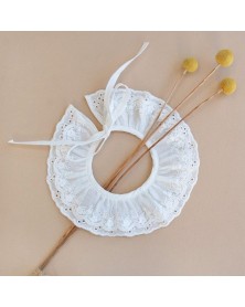 Detachable Ruffled Collar - White Eyelet Lace