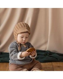 Kids Knitted Visor Hat - Camel