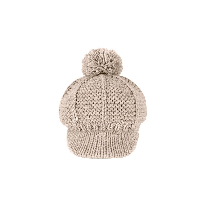 Kids Knitted Visor Bonnet - Dune