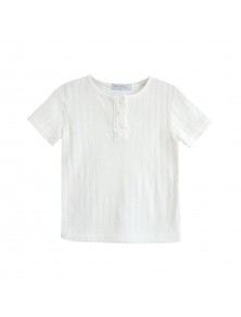 Ribbed Buttoned Tee - Off White