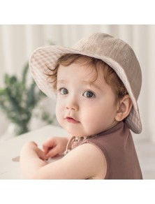 Baby Gingham Reversible Hat - Beige