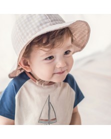 Baby Gingham Reversible Hat - Beige