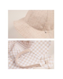 Baby Gingham Reversible Hat - Beige