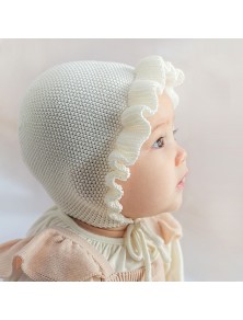 HP Baby Ruffle Bonnet - Ivory