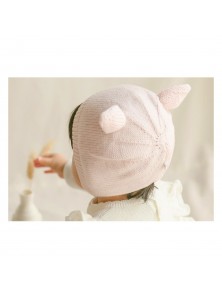 Baby Knitted Dear Bonnet - Ballet Pink 
