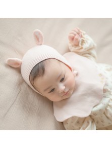 Baby Knitted Dear Bonnet - Ballet Pink 
