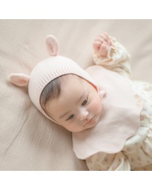 Baby Knitted Dear Bonnet - Ballet Pink 