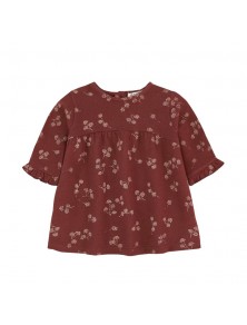 Play Up Floral Organic Cotton Dress - Maroon