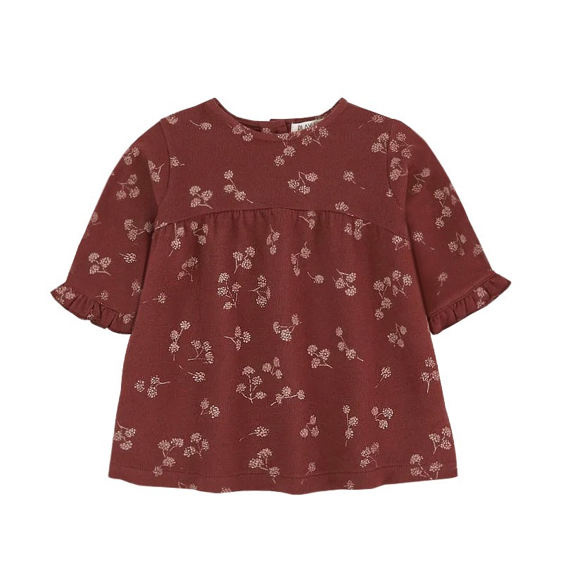 Play Up Floral Organic Cotton Dress - Maroon