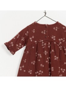 Play Up Floral Organic Cotton Dress - Maroon