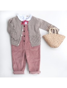 Chunky Cord Overalls - Vintage Pink